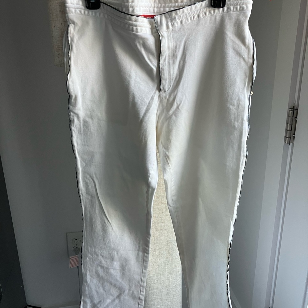 Prada White sweatpants with Red Trim and Black Piping